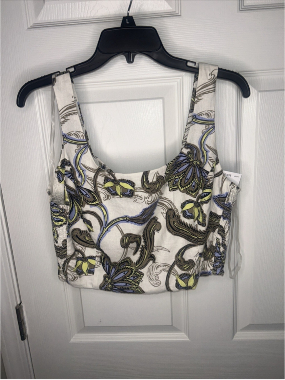 Ella Rafaella Women's Summer Floral Top NWT Crop Top Size L Linen Blend